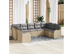 Vidaxl Conjunto De Sofá De Jardim 9 Unid. Bege E Cinzento Claro
