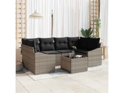 Vidaxl Conjunto De Sofás 7 Unid. Cinzeto Vime Pe