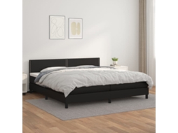 Vidaxl Cama Com Molas/colchão 200x200 Cm Couro Artificial Preto