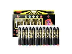 Kit de Lápis de Pintura Facial Neon Glow, 12 Cores Seguras Não Tóxicas para Adultos e Crianças Halloween Festa Cosplay