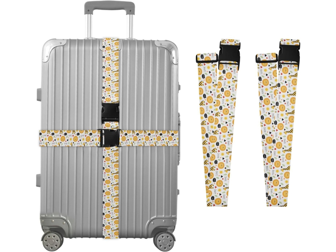 Conjunto De 2 Cintas Para Malas Viagem Com Conector Ajustável E Resistente Design Girafa Leão