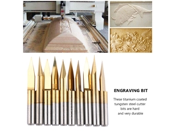 Laxiscreed Pack De 10 Pontas De Tungstênio Com Revestimento De Titânio Para Cnc E Madeira