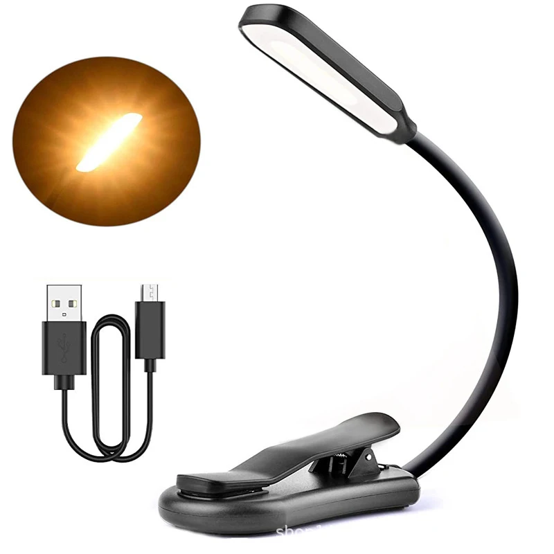 Luminária de Leitura Recarregável com 7 Leds e 3 Níveis Luz Branca Quente Fria, Fácil de Prender e Flexível BRILVIBERA