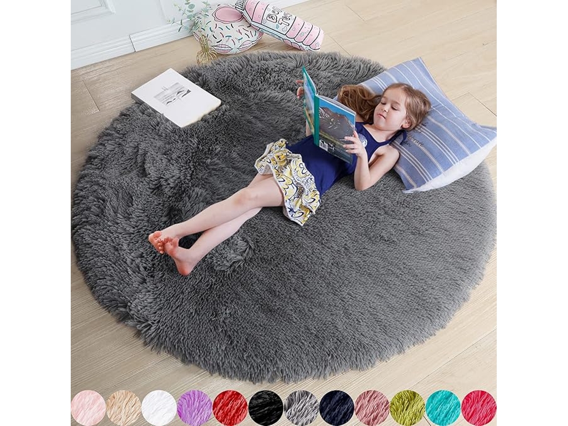 Tapete Ehstmind Redondo Quarto Circular Fofo Peludo Multicor (100x50x50cm)