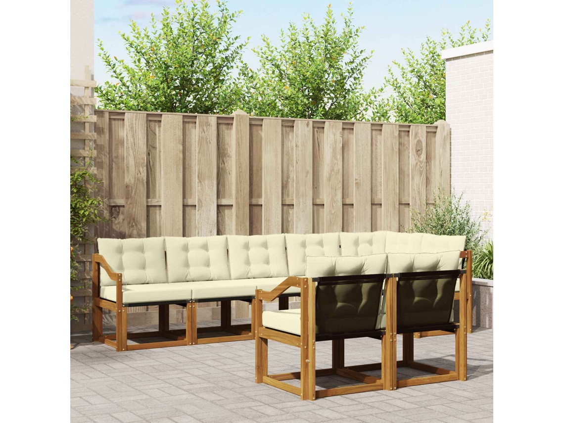 Vidaxl Conjunto De Sofás Para Exterior 8 Unid. Natural E Creme