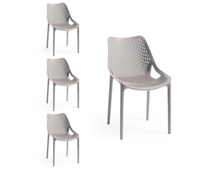 Conjunto 4 Cadeiras Bilros Tensai Furniture Taupe
