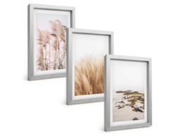 Composição De Quadros Campos De Capim-dos-pampas E Praia Boho Espelharte (3 Peças 20x30 Cm)