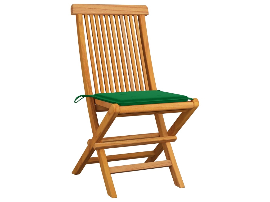 Maison Exclusive - Cadeiras De Jardim C/ Almofadões Verdes 8 Pcs Teca Maciça