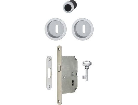 Conjunto para Porta de Correr F94 Cromado Acetinado com Chave L HOPPE 3947902