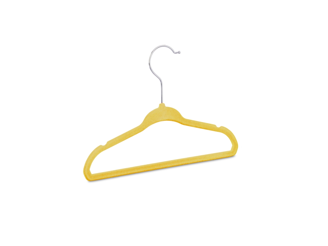Conjunto De 20 Cabides Infantis Relaxdays, Antiderrapantes, Revestidos A Veludo, Ganchos Rotativos De 360°, Amarelo