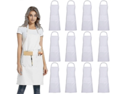 Delantal Evago 12 Pack com 2 Bolsos Lisos Unissex Comercial Preto Resistente Leve 97% Poliéster 3% Algodão Blanco