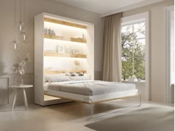 Cama embutida RAPILI VENTE-UNIQUE.PT Natural claro, Branco 160x200 cm - Sem colchão - Com sommier