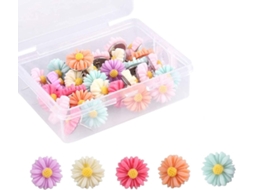 30 Alfinetes Em Forma De Flor Tema Natural, Com Caixa Para Quadros De Cortiça