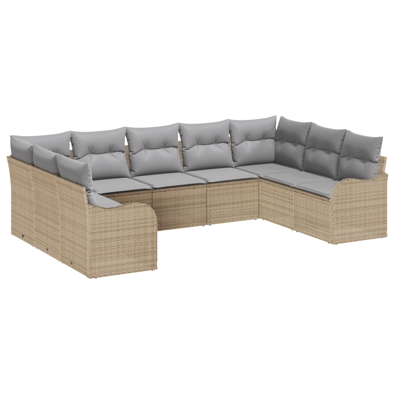Conjunto 9 Sofá De Jardim Vidaxl Bege Vime Pe (55 X 55 X 37 Cm)