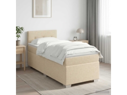 Vidaxl Cama Box Spring Com Colchão Creme 90 X 200 Cm Tecido