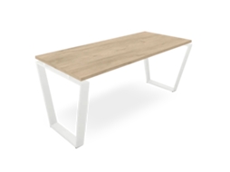 Mesa com estrutura em pirâmide invertida. 200x80cm. Carvalho. OFILIKE