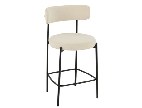 Cadeira De Bar Em Metal E Tecido Bouclette Branco 48x53x97 Cm Jline