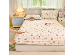 Capa de Colchão, Lençol de Baixo Estampado em Algodão Puro, Ideal para Quarto Infantil, com Estampa de Animais, 200x220cm PANOONA
