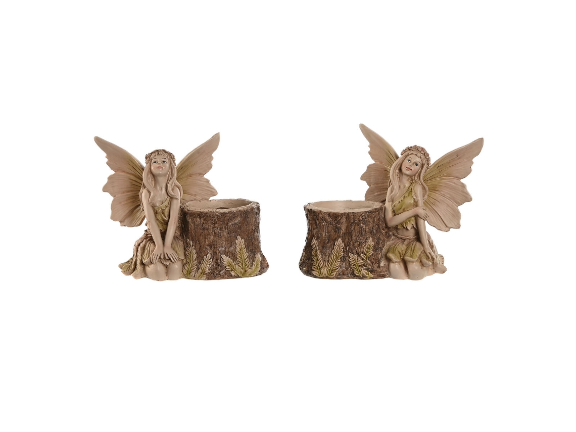 Figura Decorativa HOME ESPRIT Castanho Fada 18 X 10 X 15 Cm 2 Unidades