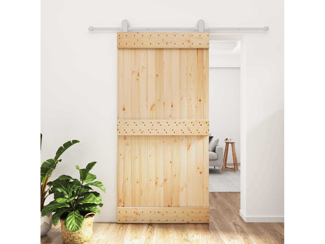 Vidaxl Porta Deslizante Natural E Branco 100 X 210 Cm