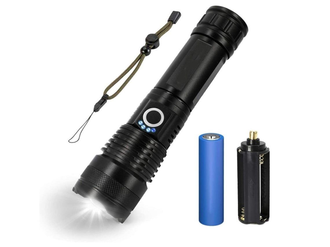 Lanterna Recarregável Torch Xhp50 3000 Lúmens Led Ultra Brilhante Lanterna Usb 5 Modos de Luz Lanterna com Zoom Preta BISBISOUS VIGA EUROPE