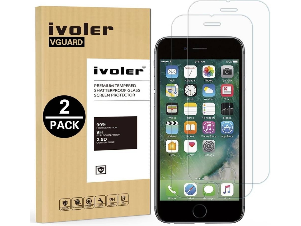 Kit 2 Películas De Ecrã Vidro Temperado Para Iphone 6s Plus Elysve