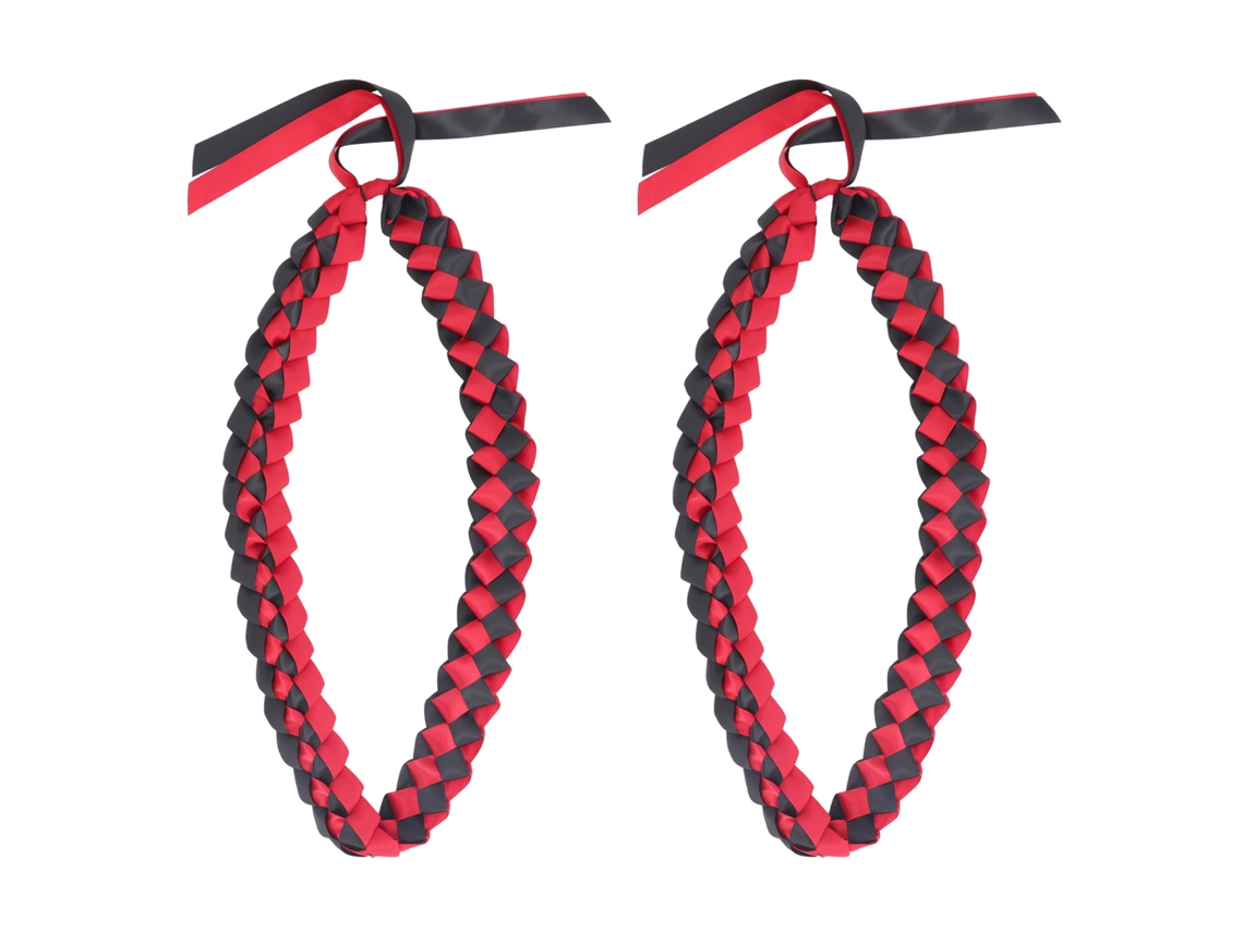 Colar De Fita De Graduação Trançado 120cm Preto E Vermelho 2 Unidades