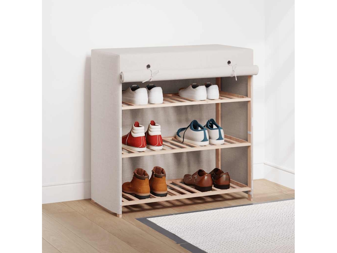 Vidaxl Sapateira Com Cobertura 79x40x80 Cm Tecido Branco