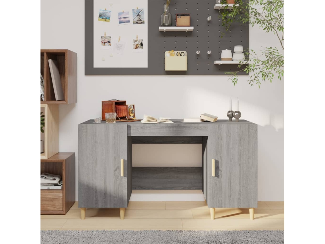 Vidaxl Secretária 140x50x75 Cm Derivados De Madeira Cinzento Sonoma
