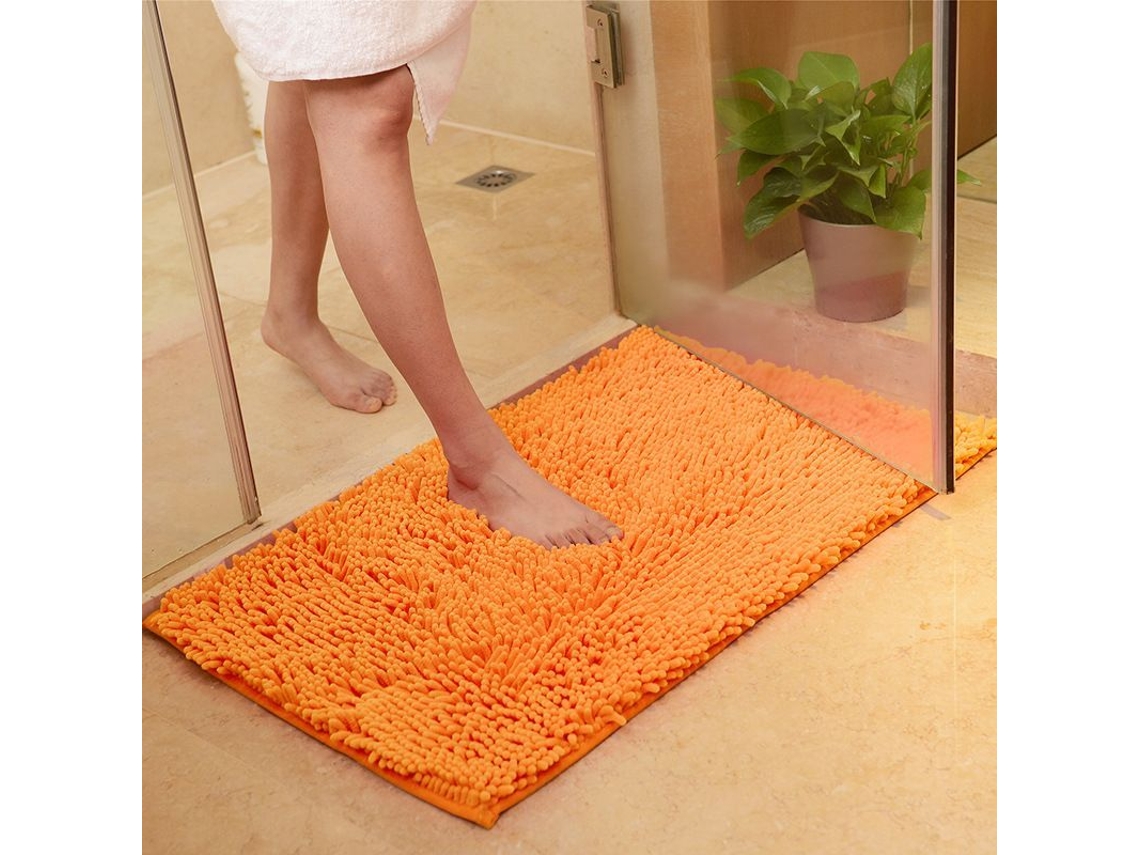 2026 tapete de Banho Antiderrapante de Microfibra Lavável de Absorção Rápida 16x24 Polegadas Laranja