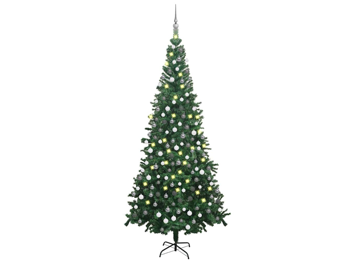 Vidaxl Árvore Natal Artificial Pré-iluminada C/ Bolas Verde