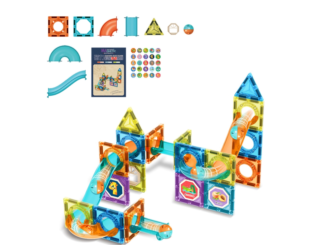 Rebe-brinquedo De Blocos Magnéticos Para Crianças Com Pista De Bolas, Jogo Educativo Presente De Aniversário 42pcs