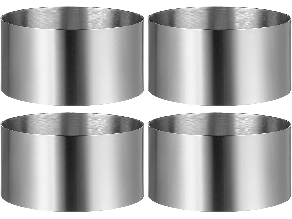 Formas Redondas De Aço Inoxidável Para Bolos, 10x10x5 Cm, 4 Peças