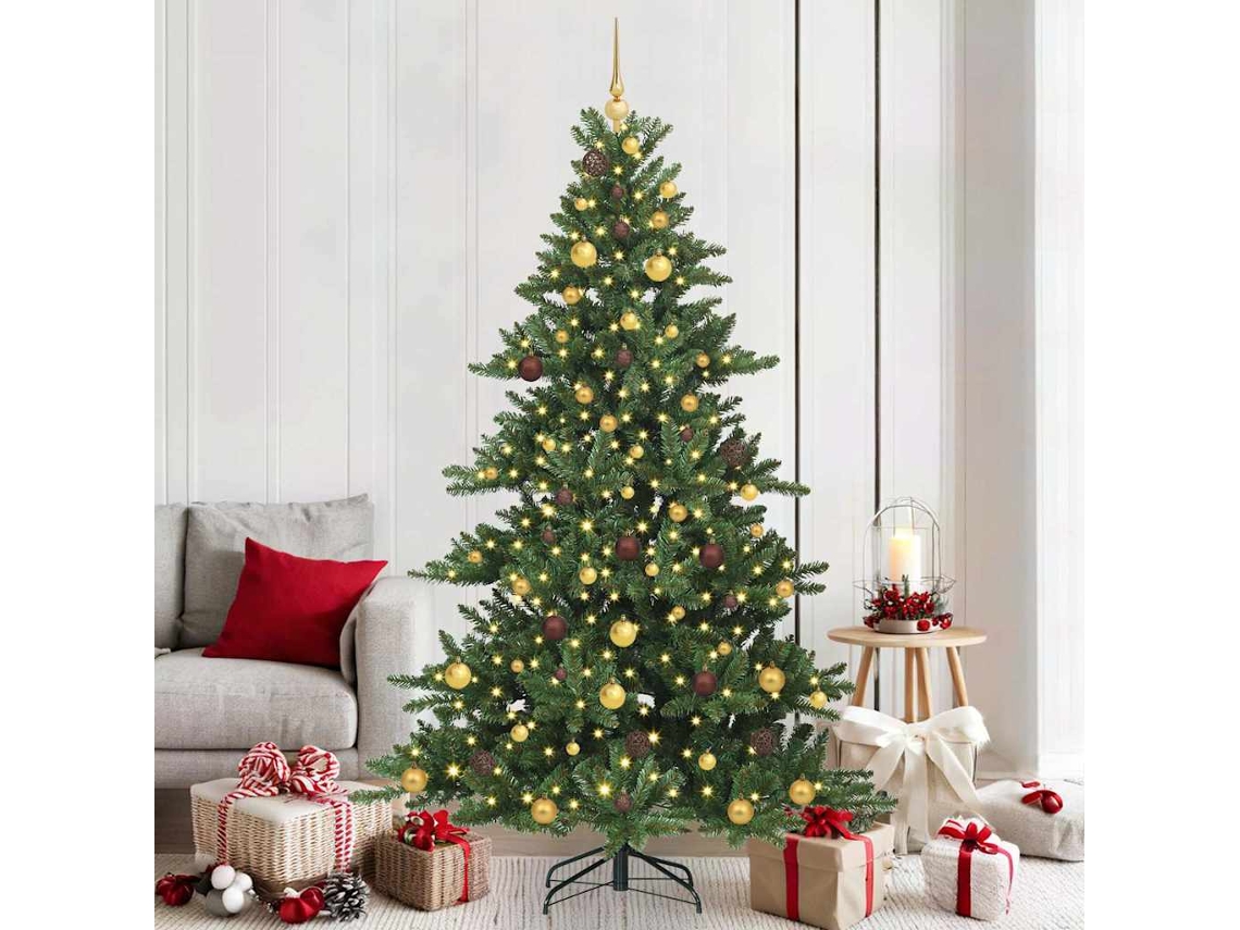 Vidaxl Árvore De Natal Articulada Artificial Verde 210 Cm Pvc E Aço