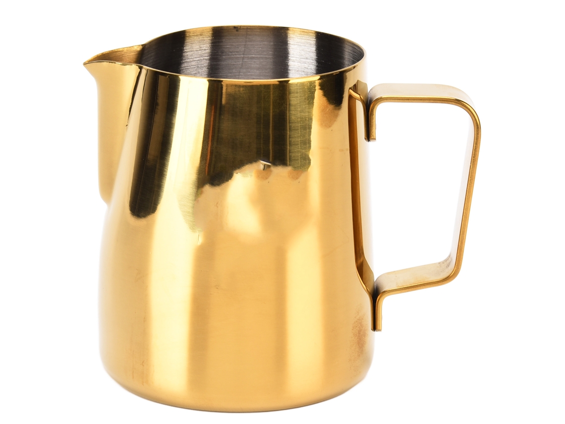 Xícara Para Espumar Leite E Café Em Aço Inoxidável, 380ml, Cor Dourada Clara, Ideal Para Restaurantes E Bares Domésticos