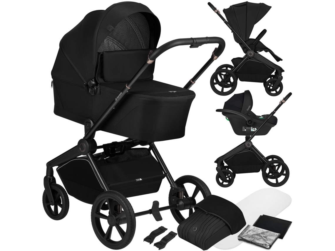 Carrinho Multifuncional 3Em1 Lionelo Freya – Alcofa – Cadeira Auto I-size – Dobrável Com Um Clique – Acessórios – Até 22 Kg – Preto