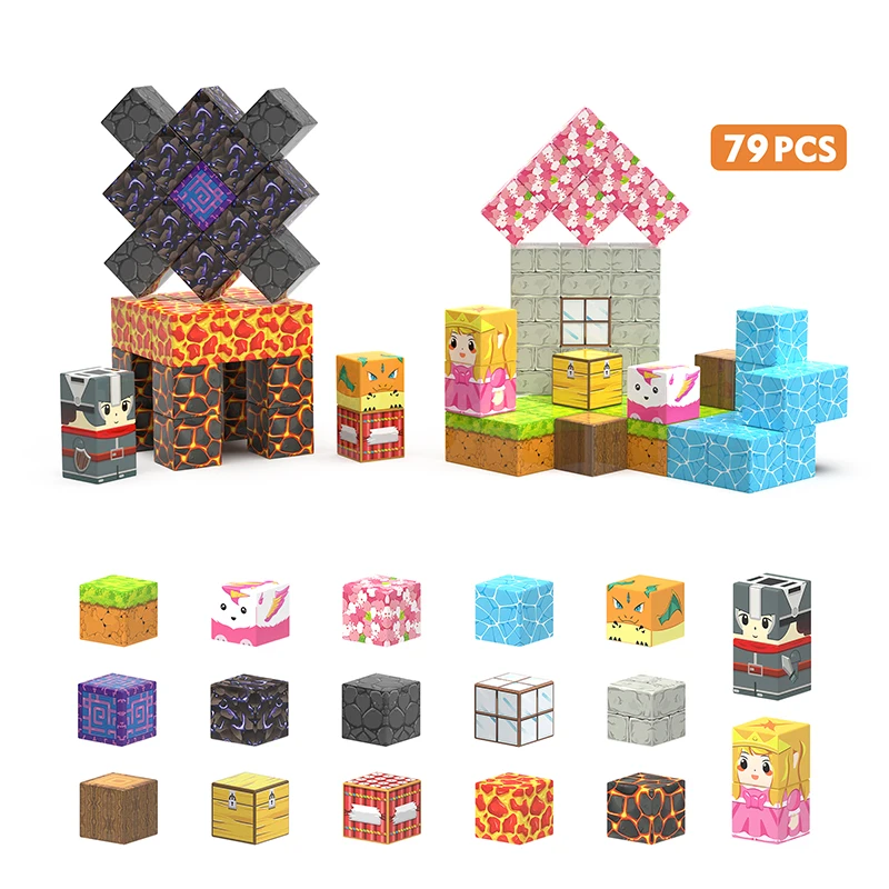 Conjunto de Blocos de Construção Magnéticos , Brinquedo Stem para Crianças MDUG (79 Peças)