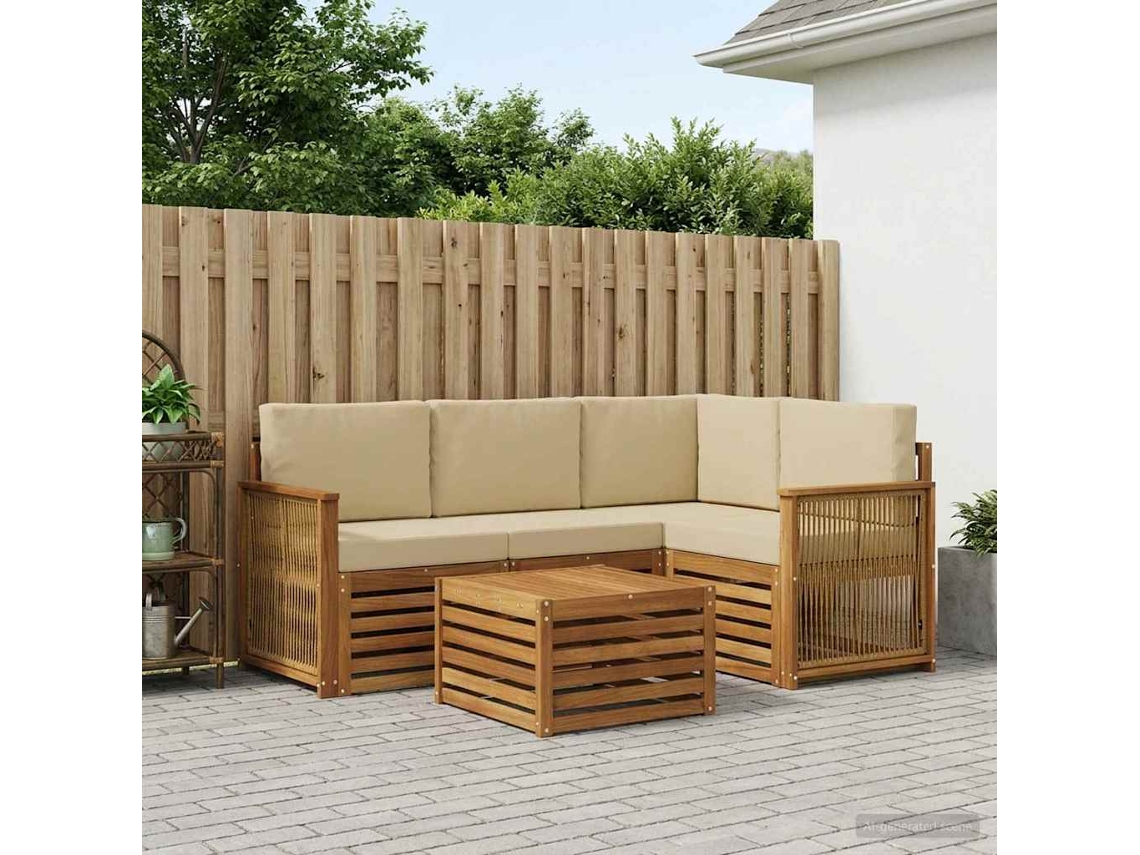 Vidaxl Conjunto De Sofás Para Exterior 5 Pcs Natural E Bege