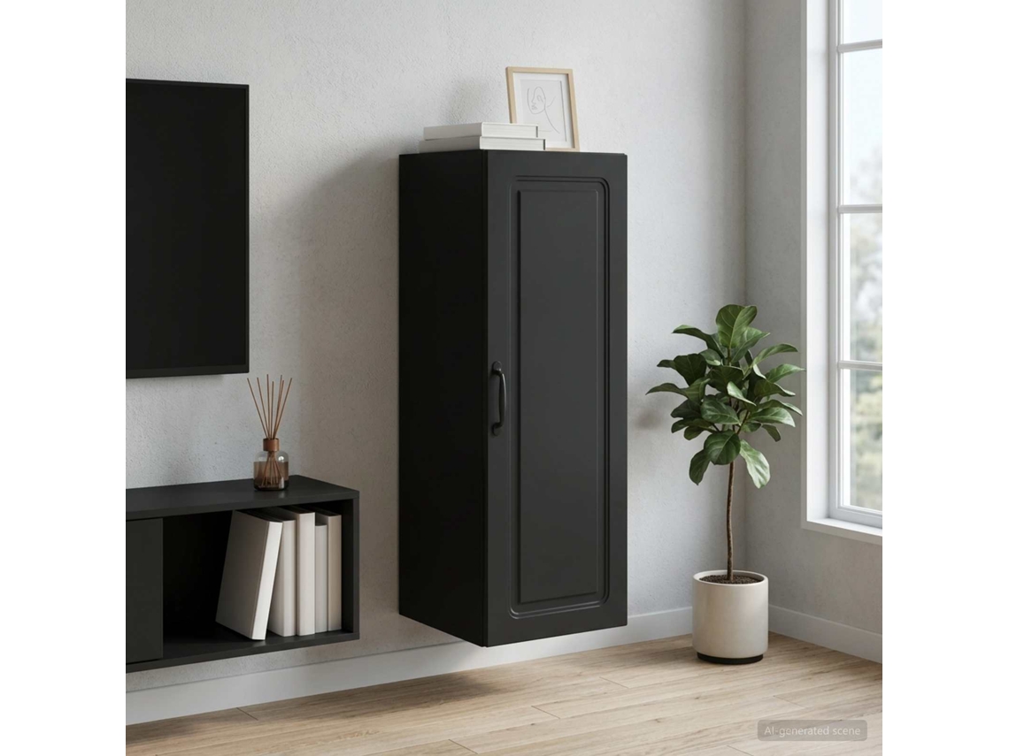 Vidaxl Armário De Parede 33 X 34,5 X 90 Cm Derivados De Madeira Preto