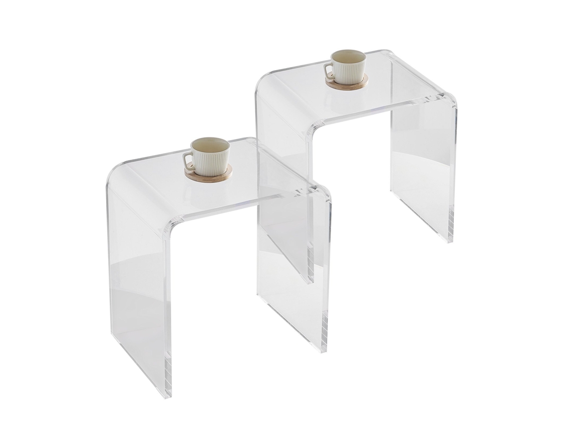 Secretária Auxiliar de Acrílico VEVOR 2 Peças Transparentes de Lucite em Forma de C para Sala de Estar