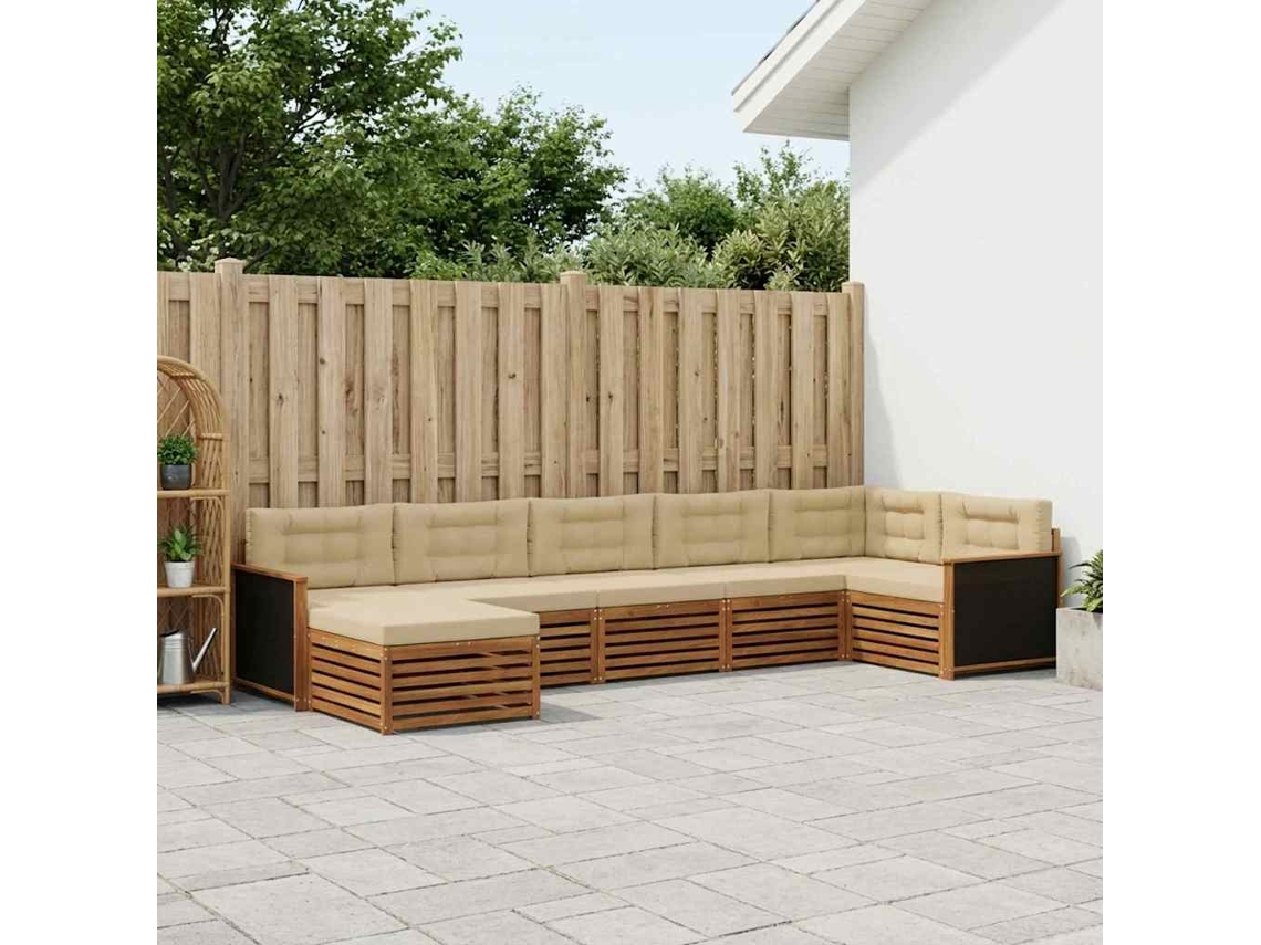 Vidaxl Conjunto De Sofás Para Exterior 7 Unid. Natural E Bege