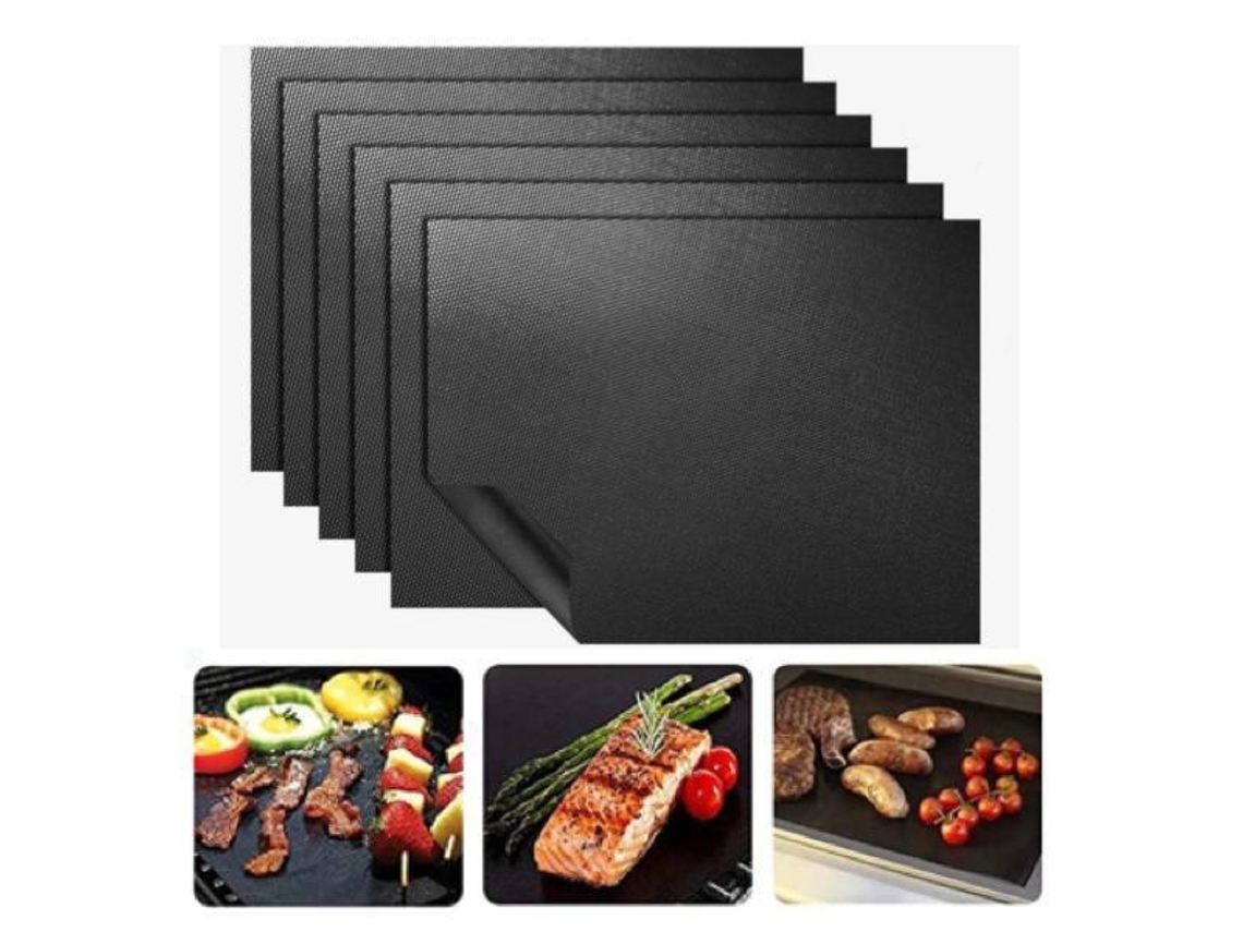 Kk Conjunto de 9 Tapetes Antiaderentes para Grelha, Forno e Assar, 40x33 Preto AQUAFORGE