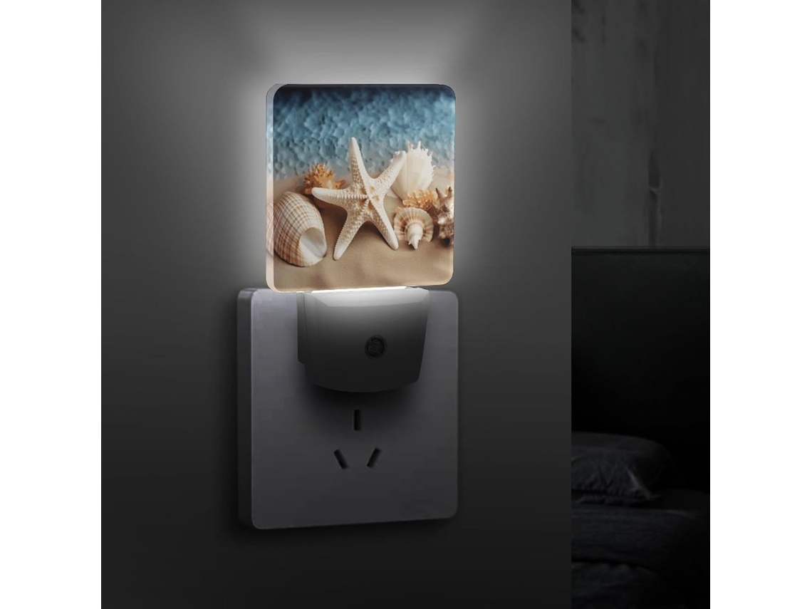 Luminária Noturna Estrela Do Mar Em Formato De Coral E Concha Com Sensor Crepuscular, Luzes Noturnas Decorativas