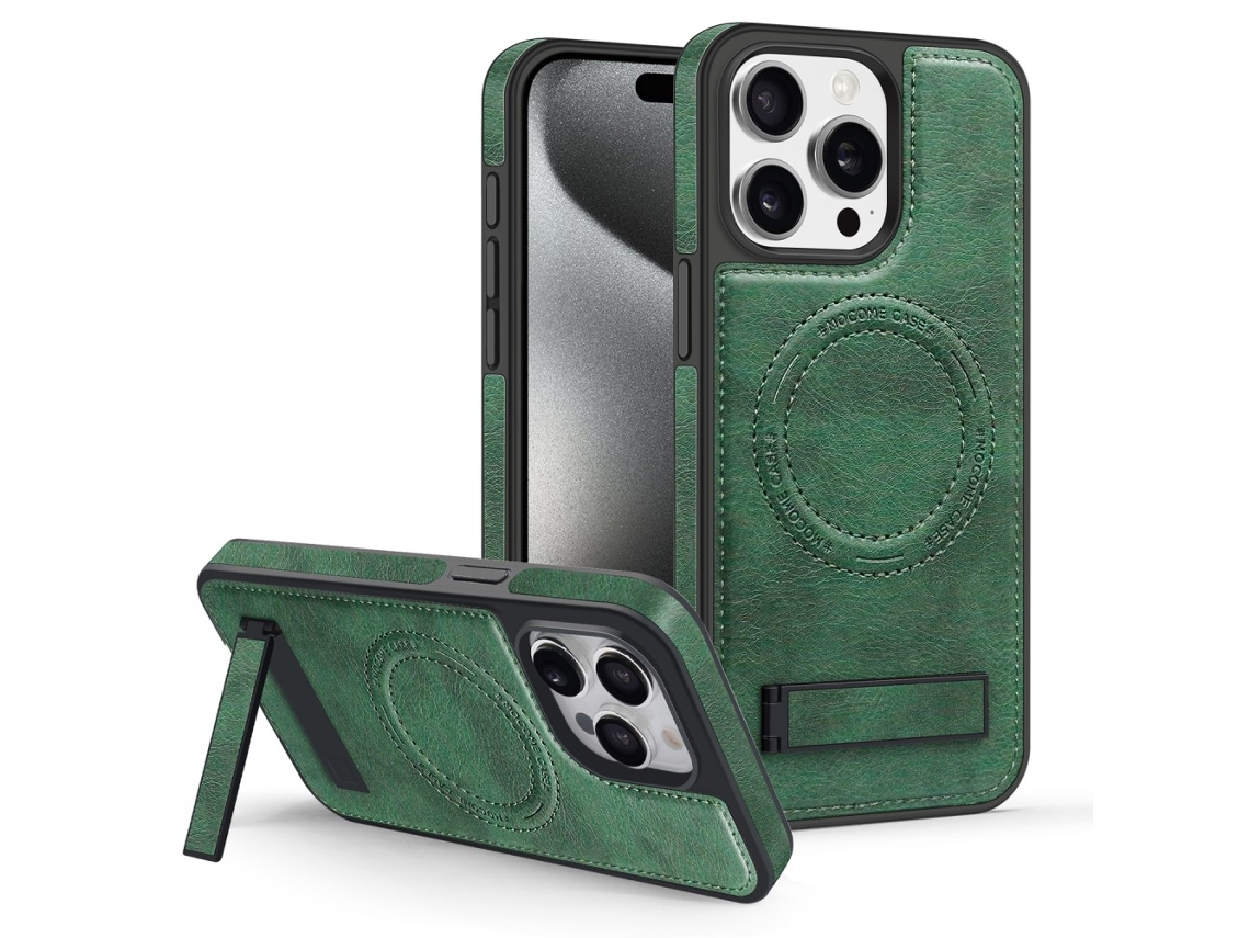 Suporte Casa Para Iphone 15 Pro Max Pele Sintética Magnética Bege