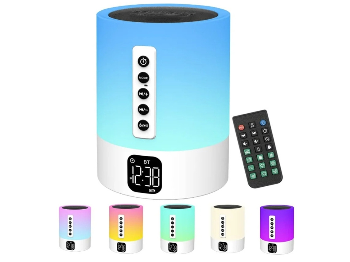Abajur Bluetooth Máquina Ruído Yizhood Despertador Crianças Multicolorido Branca