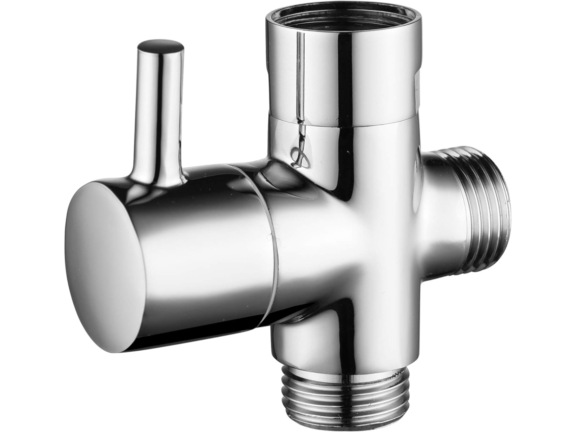Válvula De 3 Vias Em Latão Maciço G1/2" Para Chuveiro De Mão, Conector Universal, Cromada