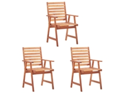 Maison Exclusive - Cadeiras De Jantar P/ Jardim 3 Pcs C/ Almofadões Acácia Maciça