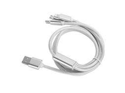 Cabo de Carga Rápida 3 em 1 Trançado de Nylon para iOS/type C/micro Usb Branco
