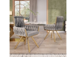 2 Cadeiras De Veludo Para Sala De Jantar, Poltrona Giratória Luxuosa, Cinza