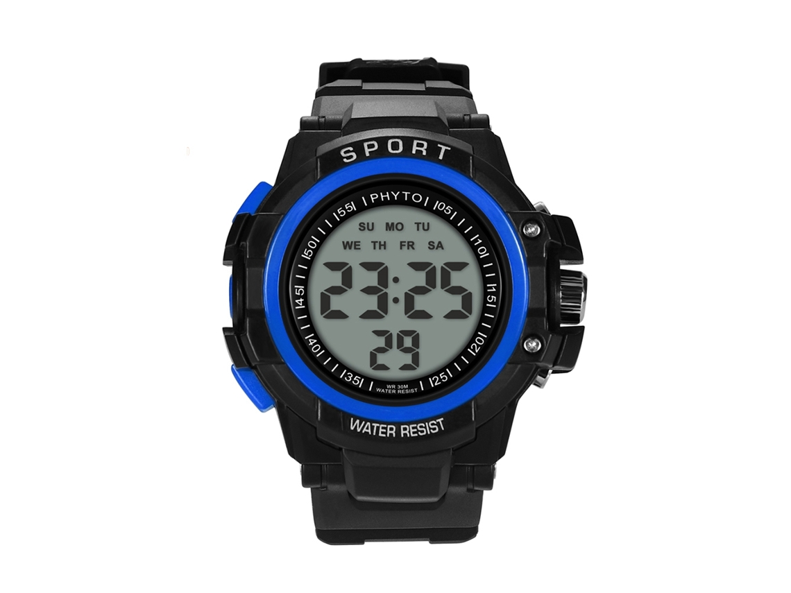 Reloj Deportivo Electrónico Para Hombres Con Cristal De Vidrio Moda (azul)